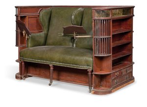 エドワード朝の「馬車」席、20世紀初頭（マホガニーと革） 作： Charles Hindley and Sons