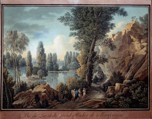 グレートロックとモルトフォンテーヌ公園の湖 チャールズ・ヒッポリュテ・カサス（1800-1846）による水彩画 19世紀パリ、マルモッタン美術館