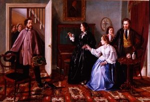 二人の求婚者」（油） 作： Charles Hunt