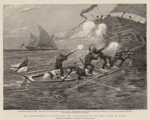 アフリカ西海岸での奴隷貿易抑制の難しさ(エングレービング) 作： Charles J. (after) Staniland