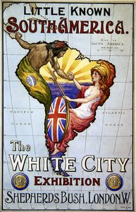 Little Known South America-The White City」展のポスター 作： Charles J. Hay