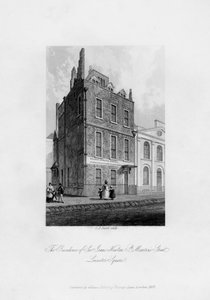 サーアイザックニュートンの住居、セントマーチンズストリート、レスタースクエア、1840 作： Charles J. Smith