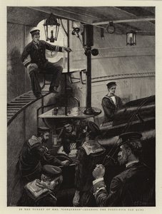 HMS征服者の砲塔で、45トン砲を搭載 作： Charles J. Staniland