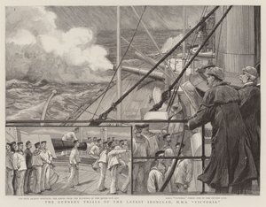 最新の鉄壁、HMSビクトリアの砲術裁判 作： Charles J. Staniland