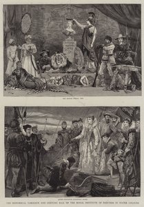 王立水彩画家協会の歴史的タブローとコスチュームボール 作： Charles J. Staniland