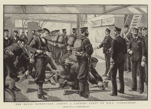 海軍の作戦、HMS征服者に上陸党を武装させる 作： Charles J. Staniland