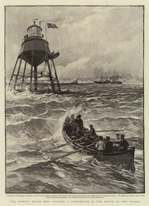 テムズ河口の灯台を訪れるトリニティハウスの船 作： Charles J. Staniland