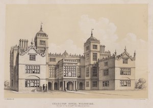 サフォーク伯爵の居城であるウィルトシャー州のチャールトン・ハウス（カラーリトグラフ版 作： Charles James Richardson