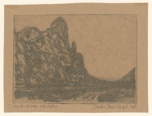 険しい岩のある風景 作： Charles James Wright (signed by artist)