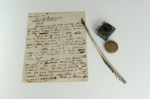 ピックウィックペーパーズの原稿、c.1837、およびディケンズのキルとインク、2000年代の写真 作： Charles John Huffam Dickens
