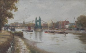ハマースミス橋-現在のもの-1887年のポスト-サリーの海岸から見た 作： Charles John de Lacy