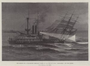 トカゲから離れたHMS Sanspareilによる1400トンの完全装備の商船の沈没 作： Charles John de Lacy