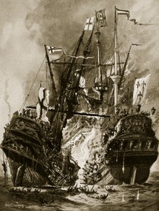 「リージェント」の燃焼、1512年、「ハッチンソンのイギリス国民の物語」、1923年頃