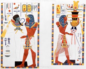 1820～1822年、G・ベルゾーニによって発見された、テーベの王たちの墓からの2つの壁画 作： Charles Joseph Hullmandel