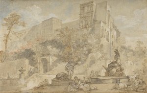 ヴィラ・デステのローマの噴水、チボリ、1765年。 作： Charles Joseph Natoire