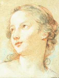左を向いた少女の頭、 作： Charles Joseph Natoire