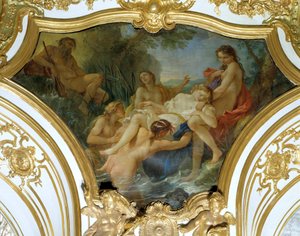 プシュケの体を引き出すニンフたち 天井画 シャルル・ジョセフ・ナトワール（Charles-Joseph Natoire 作： Charles Joseph Natoire