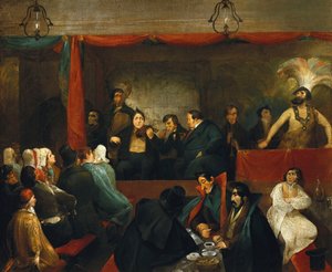 パレ・ロワイヤルのカフェ・デ・アヴューグル 作： Charles Joseph Travies de Villiers