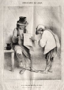 今日の風刺画: パリのミステリーを読むこと。 作： Charles Joseph Traviès de Villers