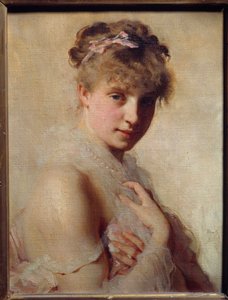 若い女の子の肖像チャールズ・チャップリン（1825-1891）の絵画 作： Charles Joshua Chaplin