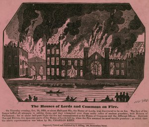 1834年10月16日、上院と下院の火事 作： Charles Keene