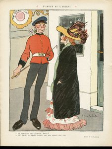 Le Lire』27/07/12掲載のChas-Laborde（1886-1941）のイラスト - 愛とお金 - イギリス イギリス、恋愛、ファッション、帽子 作： Charles Laborde
