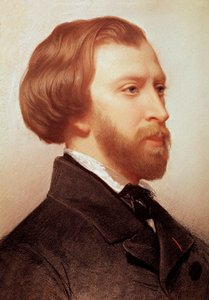 アルフレッド・ド・ミュッセ（1810-1857）の肖像 フランスの詩人 シャルル・ランデル（1812-1908）の絵画 作： Charles Landelle