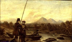 Eildon Hillでのサーモン・フィッシング 作： Charles Landseer