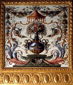 Chateau de Vaux Le Visomte（ヴォー・ル・ヴィコント）のダイニングルームの装飾パネル。シャルル・ルブラン（ル・ブラン）（1619-1690）の絵画 1656年 セーヌ・エ・マルヌ河畔のヴォー・ル・ヴィコント城。