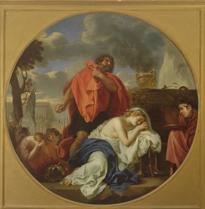 娘を犠牲にしようとするエフタ (キャンバスに油彩) 作： Charles Le Brun
