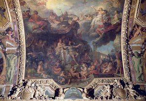 ルイ14世（1638〜1715年）が1661年に独りで統治し、氷河画廊の天井画 作： Charles Le Brun