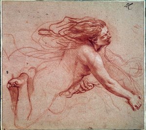 彼女の膝の上に裸の女性。シャルル・ルブランによるドローイング 作： Charles Le Brun