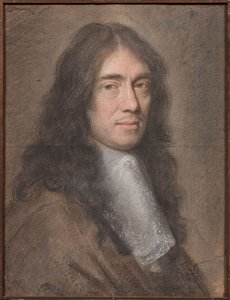 シャルル・ペローの肖像」（厚紙にパステル画 作： Charles Le Brun