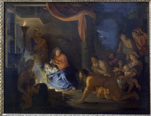 羊飼いたちの崇拝(油彩・キャンバス 作： Charles Le Brun
