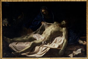 聖母ピエタの膝の上に死せるキリスト。シャルル・ルブランの絵画 作： Charles Le Brun