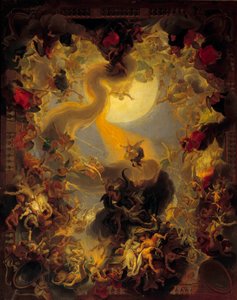 反逆の天使たちの落下。シャルル・ルブラン（ル・ブラン）（1619-1690）の絵 作： Charles Le Brun