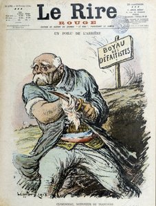 毛むくじゃらの後ろ姿。トレンチクリーナーのクレマンソー1918年2月16日の「The Laughter」をカバー 作： Charles Leandre