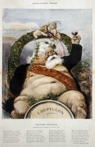 アルマン・ファリエール（ワインメーカー）：バッカス（バッコ）を着たファリエールの風刺画-1906年10月の「笑い」に掲載 作： Charles Leandre