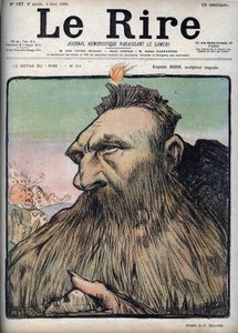 オーギュスト・ロダン（1840-1917）彫刻家オーギュスト - シャルル・レアンドル（1862-1934）による漫画（6月4日付「Le Rire」紙）。 作： Charles Leandre