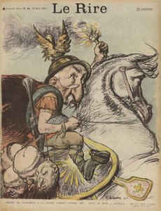 フランスの首相エミールの似顔絵は、フンのアッティラとして演じる。ル・リールのイラスト 作： Charles Leandre