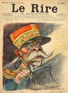 ズルリンデン将軍の風刺画（1898年9月24日付「Le Rire」の表紙より）（カラーリトグラフ版 作： Charles Leandre