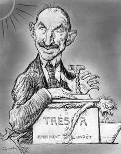 シャルル・レアンドルによるフランスのシャルル・ド・ラステリ財務大臣を描いた漫画が、11月26日付の新聞「Le Rire」に掲載された。 作： Charles Leandre