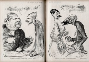 ドレフュス事件 - ドレフュスの大喜利の役者たち - 弁護士フェルナン・ラボリ（1860-1917） - 弁護士ルイ・ルブロワ（1854-1928） - 司令官フェルディナン・ワルシン・エスターハージ（1847-1923） - 将軍ジョルジュ・ピカール（1854-1914） - シャルルの風刺画 作： Charles Leandre