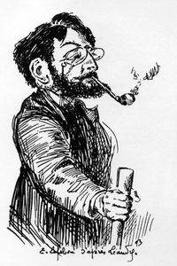 Henri Riviere (1864-1951) フランスの芸術家・デザイナー（キャバレー・ル・シャット・ノワールでの影絵芝居）、Leandreの後にE.Lefebvreが描いている。 作： Charles Leandre