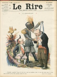 Le Lire誌の表紙に掲載されたCharles Leandre（1862-1934）のイラスト（25/07/14） - "Monsieur Viviani to see so close a socialist, but if you were a Russian subject, it is not that cord that I would pass on to you.".- A crondstadt - ロシア、クロ 作： Charles Leandre
