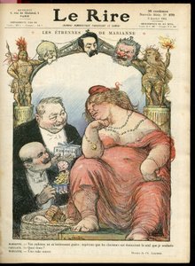 シャルル・レアンドル（1862-1934）のイラストが『Le Rire』誌の表紙に掲載されました（03/01/14） - Les strennes de Marianne - Tribun - Clemenceau George, Jaures Jean, Briand Aristide, Marianne, Caillaux Joseph (1863-1944) 作： Charles Leandre