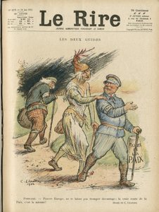 シャルル・レアンドル（1862-1934）が「Le Rire」誌の表紙に描いたイラスト（24/06/22） - 2つの案内人 - イギリス Great Britain, ヨーロッパ, 共和国大統領, 平和, シャポー - ポアンサール・レイモン, デビッド・ロイド・ジョージ（1863-1945) 作： Charles Leandre