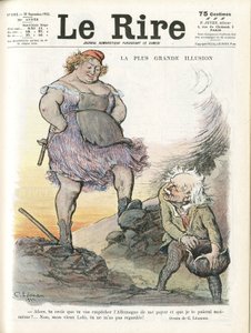 シャルル・ルアンドル(1862-1934)のイラストが「Le Rire」誌の表紙に掲載されました。 - 最高のイラスト - ドイツ プロイセン、イギリス グレートブリテン、賠償金 - マリアンヌ、デビッド・ロイド・ジョージ(1863-1945) - Trivialite 作： Charles Leandre
