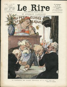 シャルル・レアンドル（1862-1934）のイラスト（Le Lire, 06/08/21） - 一方ワシントン - 選挙、共和国大統領 - マリアンヌ、ファリエール・アルマン、ポアンサール・レイモン、デシャーン・ポール - カードゲーム 作： Charles Leandre