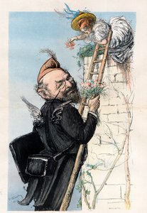 Leon Bourgeois (1851-1925), フランスの弁護士・政治家 - Charles Leandre (1862-1934) による1902年の「Le Rire」誌の漫画 作： Charles Leandre